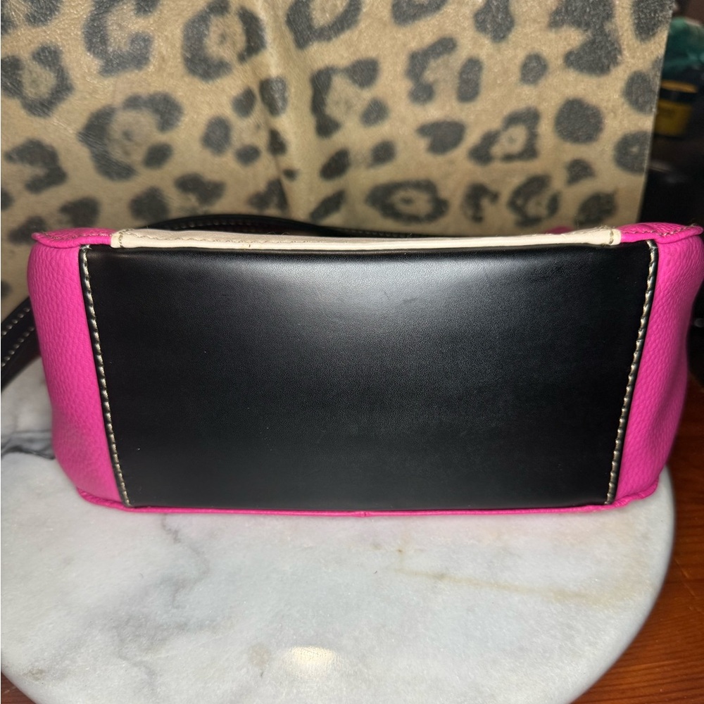 Tignanello Hot Pink & Cream Pebble Leather Crossbody Bag - Picture 12 of 16